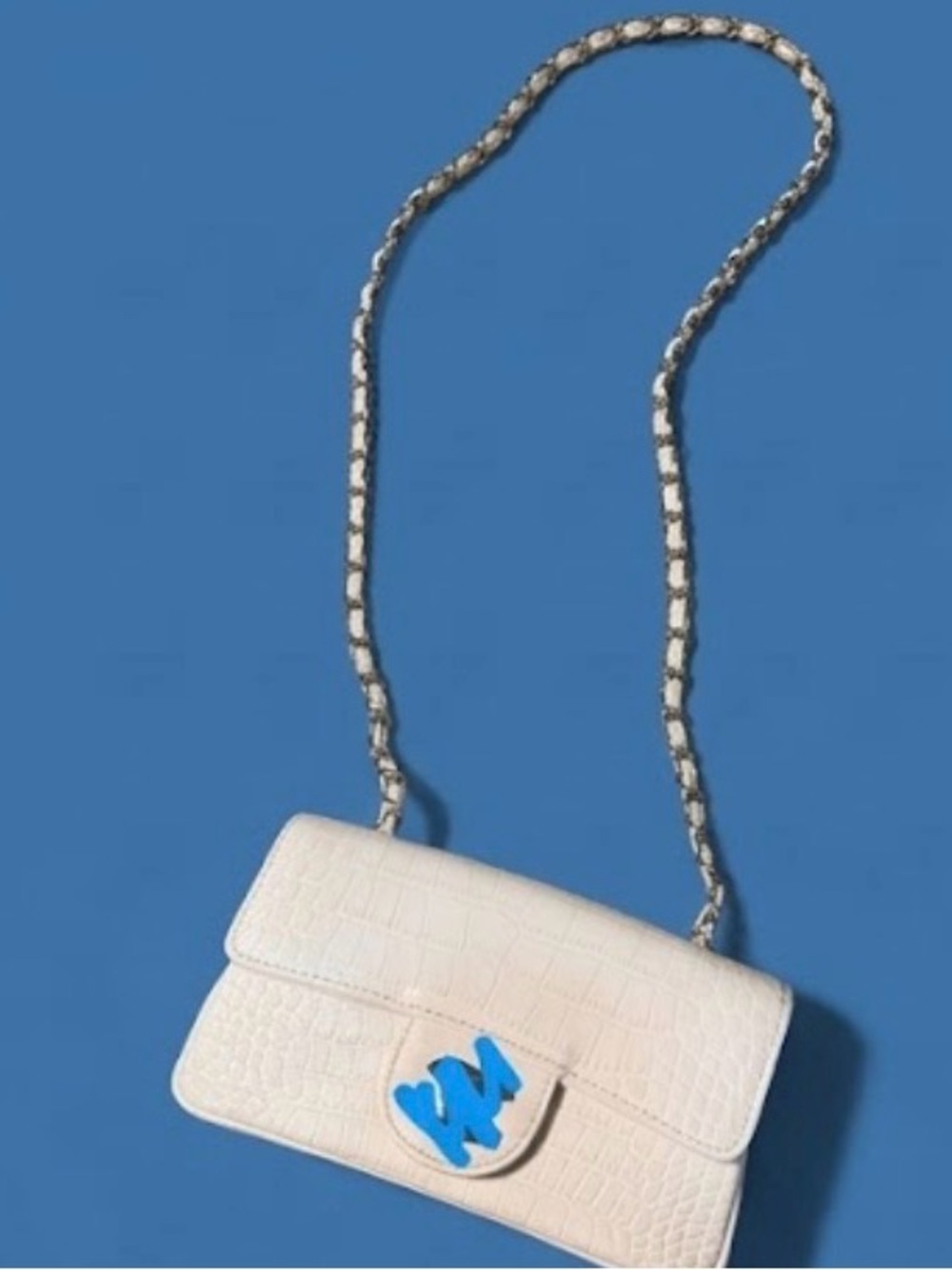 Women's Cream Alligator Chain Shoulder Bag - Elegant Crossbody